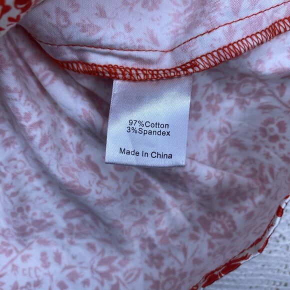 TUCKERNUCK Vermillion Royal Shirt Dress Ditsy Floral Stretch Womens M White Red - Picture 9 of 10